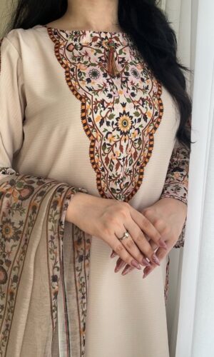 Printed Dure Fishan Three Piece